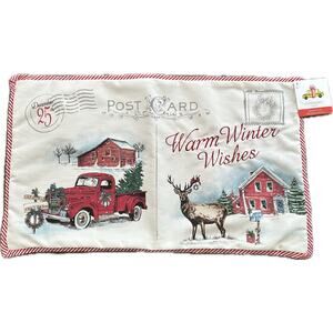 CYNTHIA ROWLEY Christmas Warm Winter Wishes Throw Pillow Sham Farm Postcard